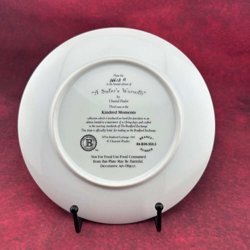 LIMITED EDITION "A SISTER'S WARMTH" BY CHANTAL POULIN COLLECTOR'S PLATE #16612A - Picture 3 of 5